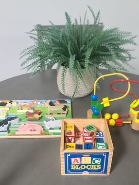 Melssa & Doug Wood Colorful Kids Learning Toy Set.